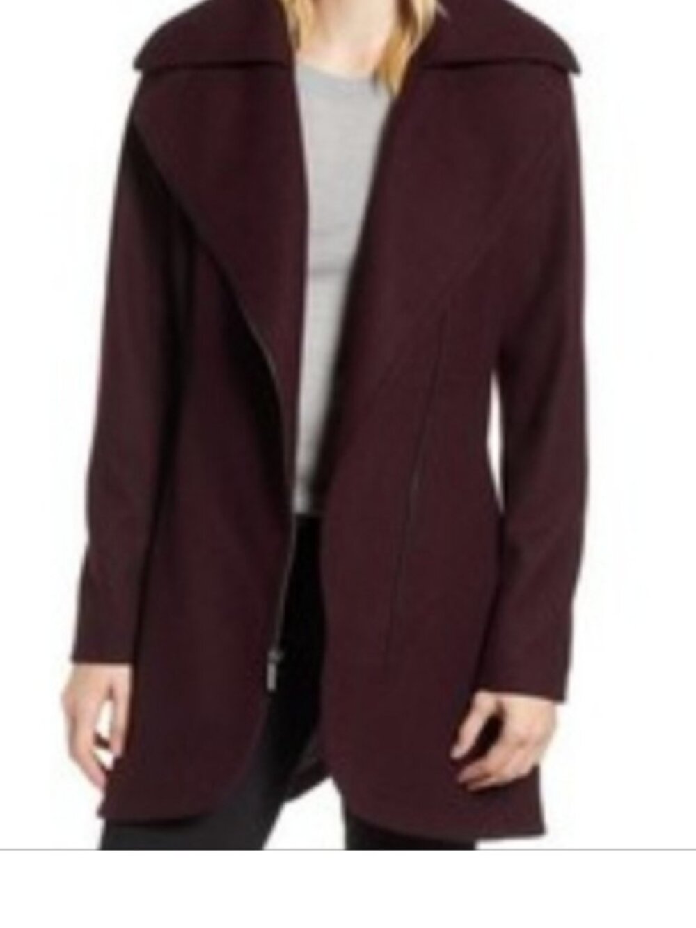 Halogen Asymmetric Merlot Purple Wool Coat Size 2X